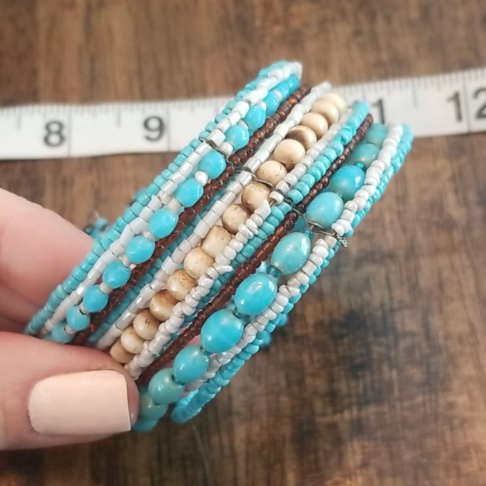 Beaded turquoise cuff